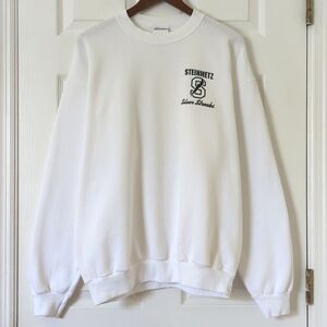 Santee 90's Vintage Steinmetz Silver Streaks Pullover Crewneck Sweatshirt White
